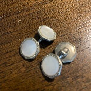 Vintage 1960s Silver and Pearl Cufflinks